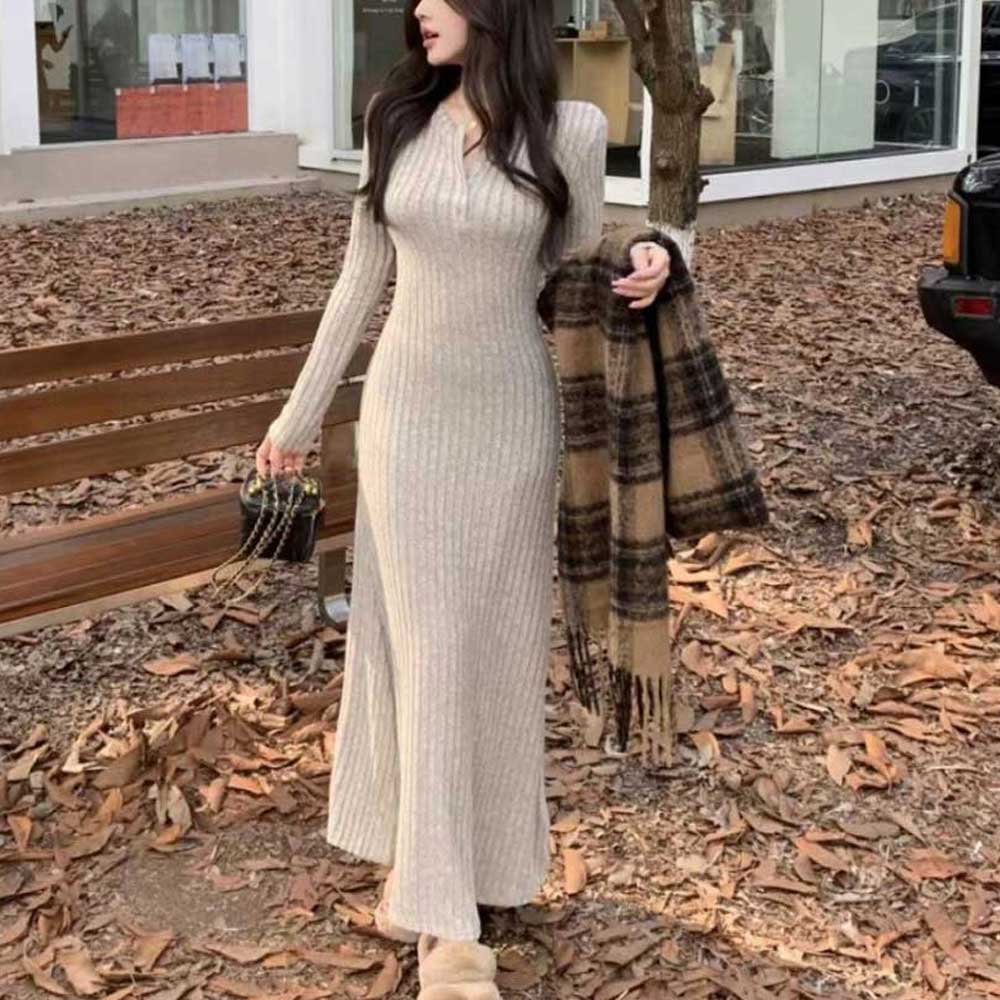슬림 A라인 롱원피스 TD-1004389 - 상품 이미지