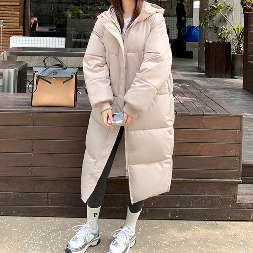올겨울 패딩 여성 롱 야상 후드 하이넥 점퍼 연말룩 베이지, FREE(One size) 이미지 7