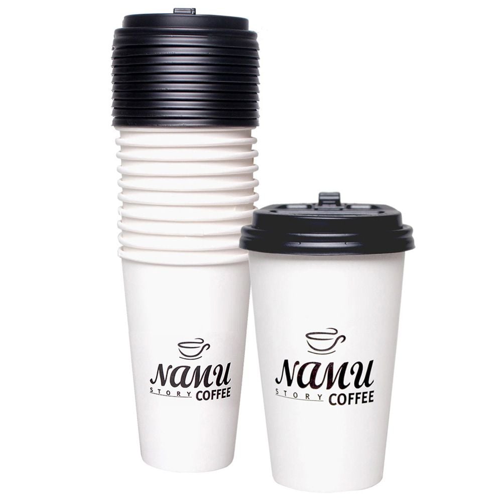 일회용핫컵 뚜껑세트 16oz 10개입 화이트 - 상품 이미지