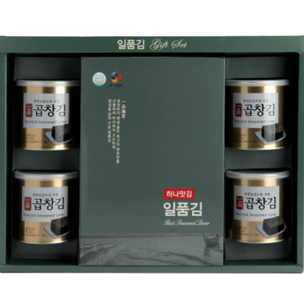 일품 곱창김 30g 4캔 무조미 곱창김 전장 6매입 5봉 추석선물세트 김선물세트 - 상품 이미지
