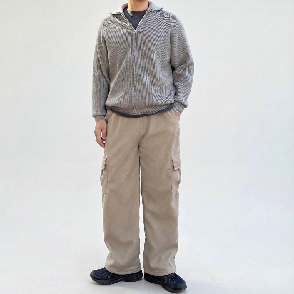 1+1 남자골덴바지 기모카고바지 남성코듀로이팬츠 이미지 4