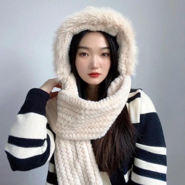 머플러 후드목도리 귀달이모자 코지데잇 후드 후디머플러 일체형목도리 후디목도리 여자겨울목도리 - 메인 이미지