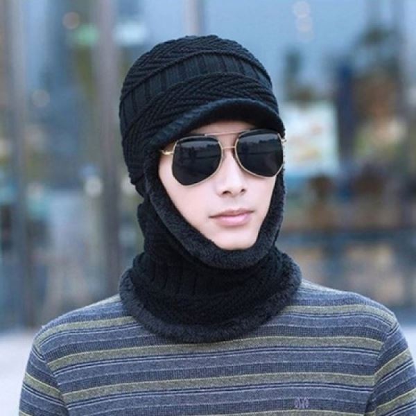 MOA 털모자 라이딩 블랙 머리띠 넥워머 방한모자 - 상품 이미지