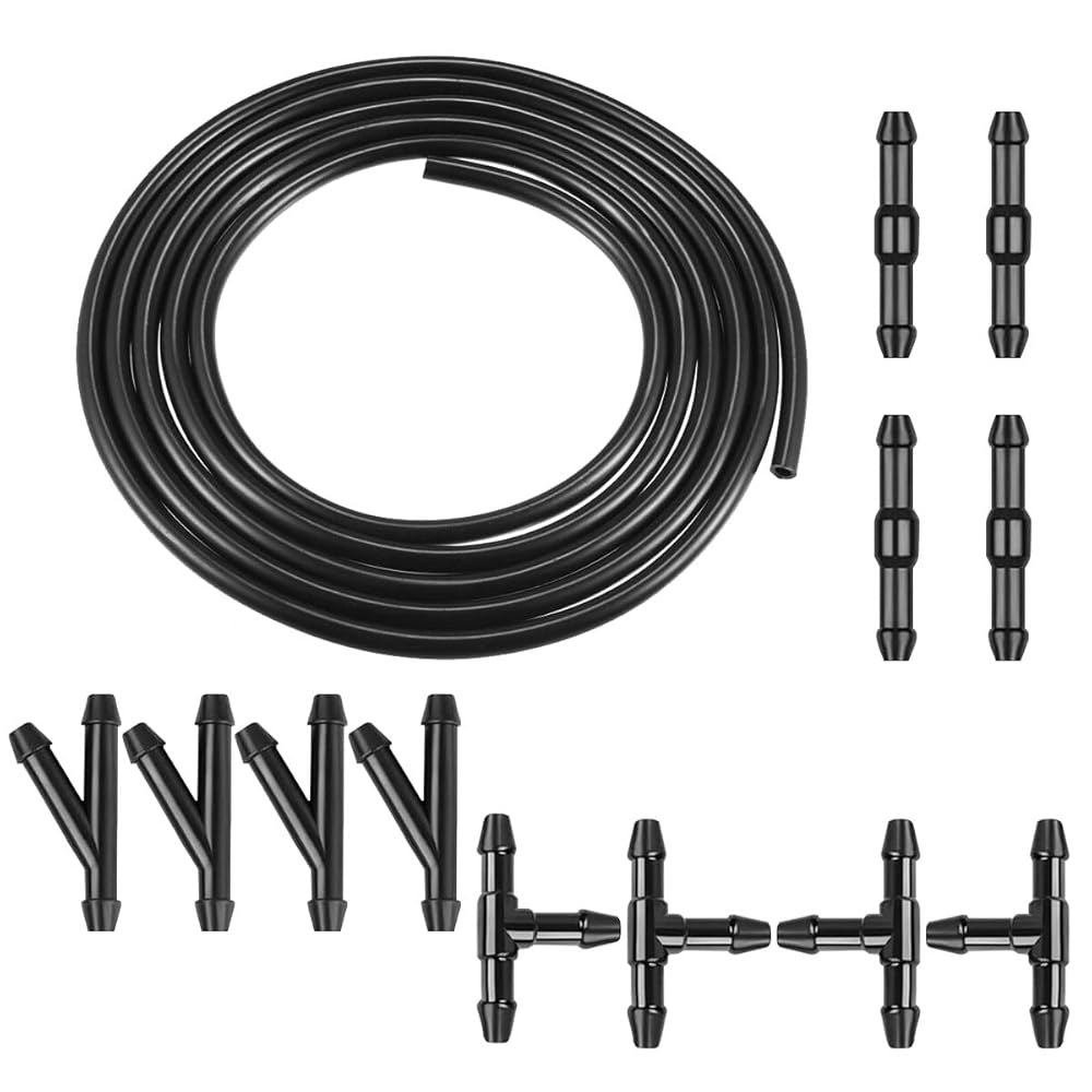 ZIMISI 13PCS 자동차 앞유리 워셔 호스 키트, 12개의 커넥터와 1개의 4M 워셔액 호스, 수리 커넥트 워터 펌프 및 노즐용 범용 액세서리 포함 - 상품 이미지