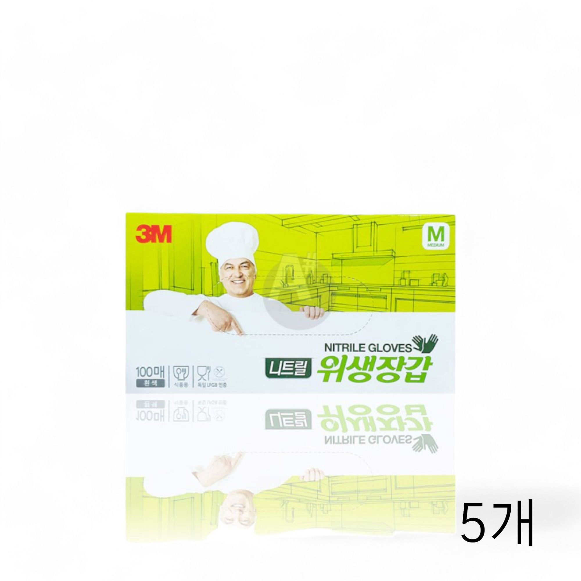 3M 니트릴 위생장갑 흰색 M 100매 X 5개 주방장갑 - 메인 이미지