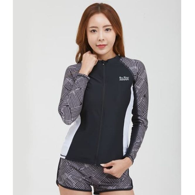쿠기 여자 수영복 레쉬가드 프리티 비치웨어 세트 4p - 메인 이미지
