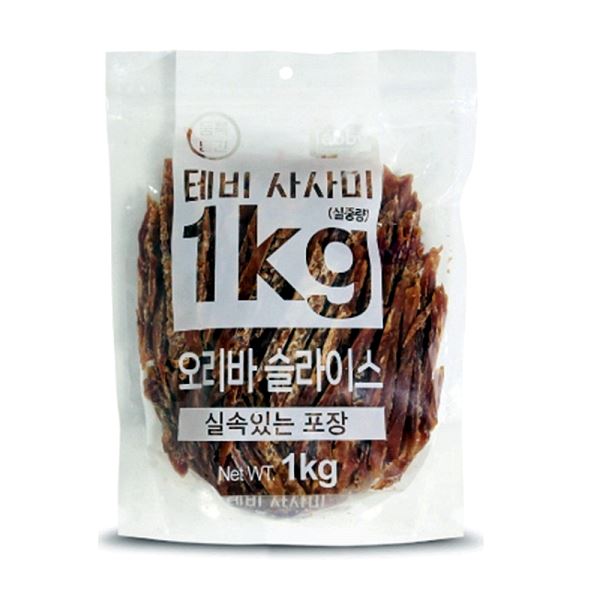 강아지간식 사사미 오리바슬라이스 테비 1kg 실속포장 간식 애완간식 강아지 강아지간식 육포 - 메인 이미지