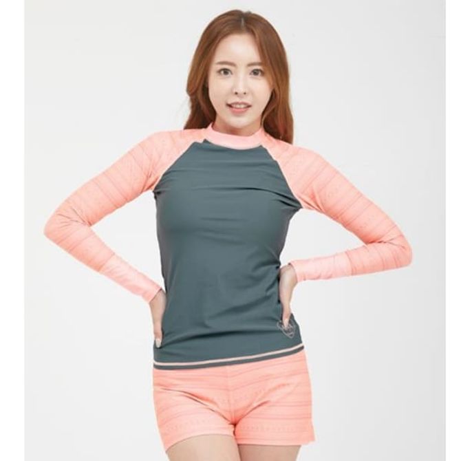 쿠기 여자 수영복 레쉬가드 핑크빌 비치웨어 세트 4p - 메인 이미지