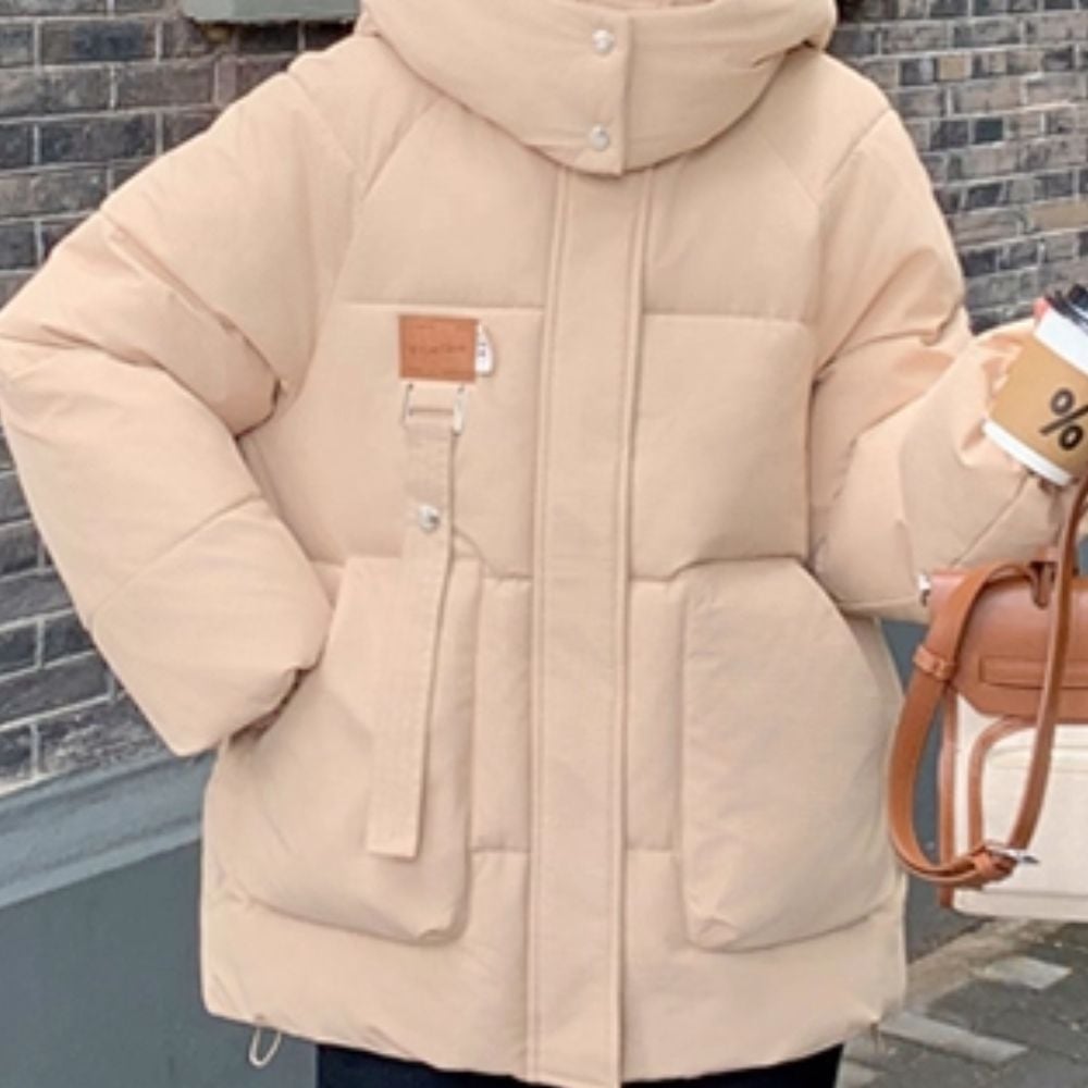 부드러운 여자 숏패딩 짧은 점퍼 패딩 보온 겨울패션 - 메인 이미지
