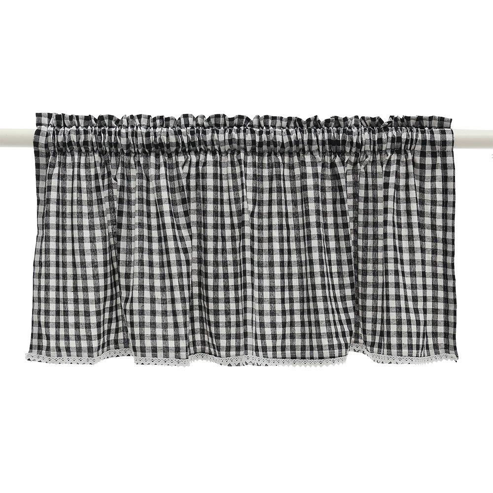 모던홈 체크 바란스 커튼 창문커튼 (106x45cm) (블랙) - 상세 이미지 2