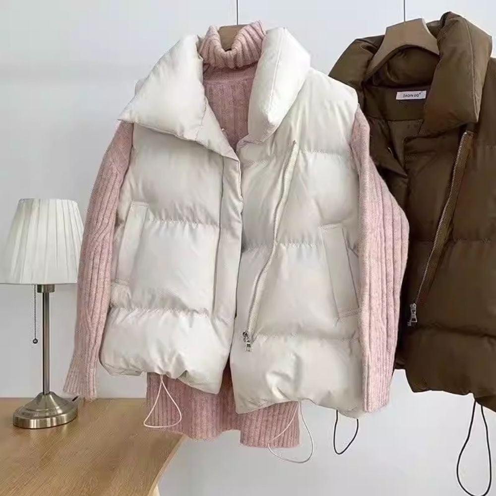 따뜻한 여성 조끼 겨울 경량 패딩 점퍼 방한 점퍼조끼 - 상품 이미지