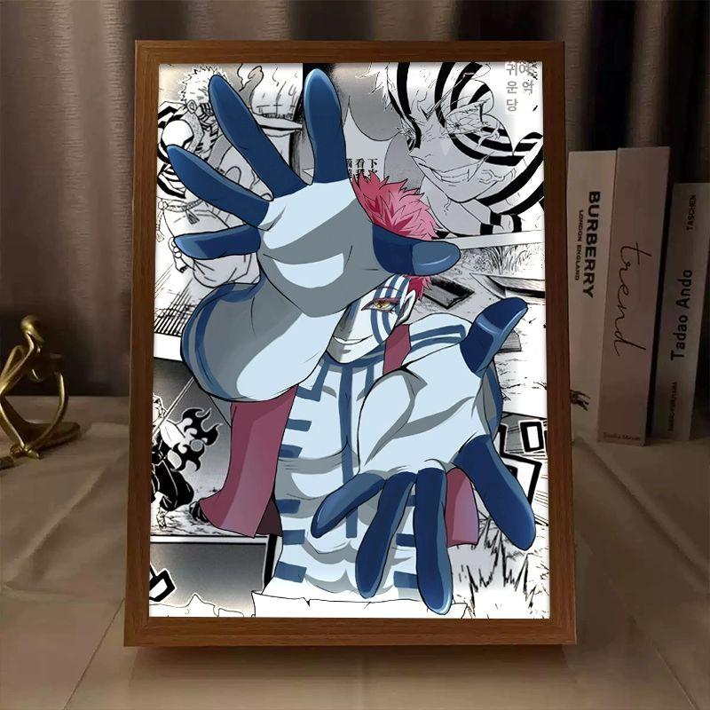 귀멸의칼날 액자등 아카자 LED 라이트 그림 액자 무드등 생일선물 DYWZ-1 소형 17.7 x 24cm 플러그인 표준 - 상세 이미지 5