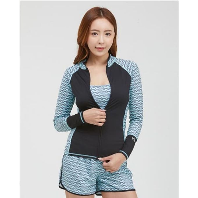쿠기 여자 수영복 레쉬가드 쿨링 비치웨어 세트 4p - 메인 이미지