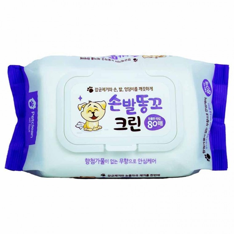 애견 손발 똥꼬 크린 물티슈 350g 80매(7752) - 상품 이미지
