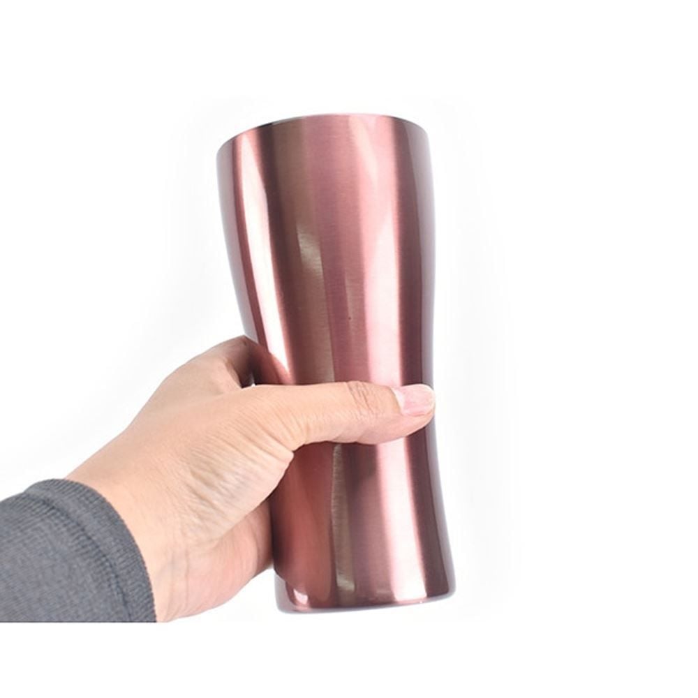 카페컵 스텐 이중 진공 라인컵 420ml 핑크 물컵 텀블 - 상품 이미지