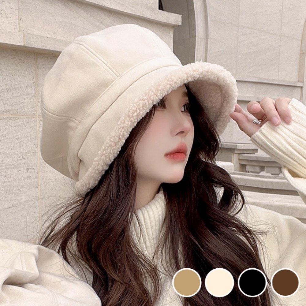 여성 따뜻한 뽀글이 귀여운 패션 방한 데일리 뉴스보이캡 - 상품 이미지