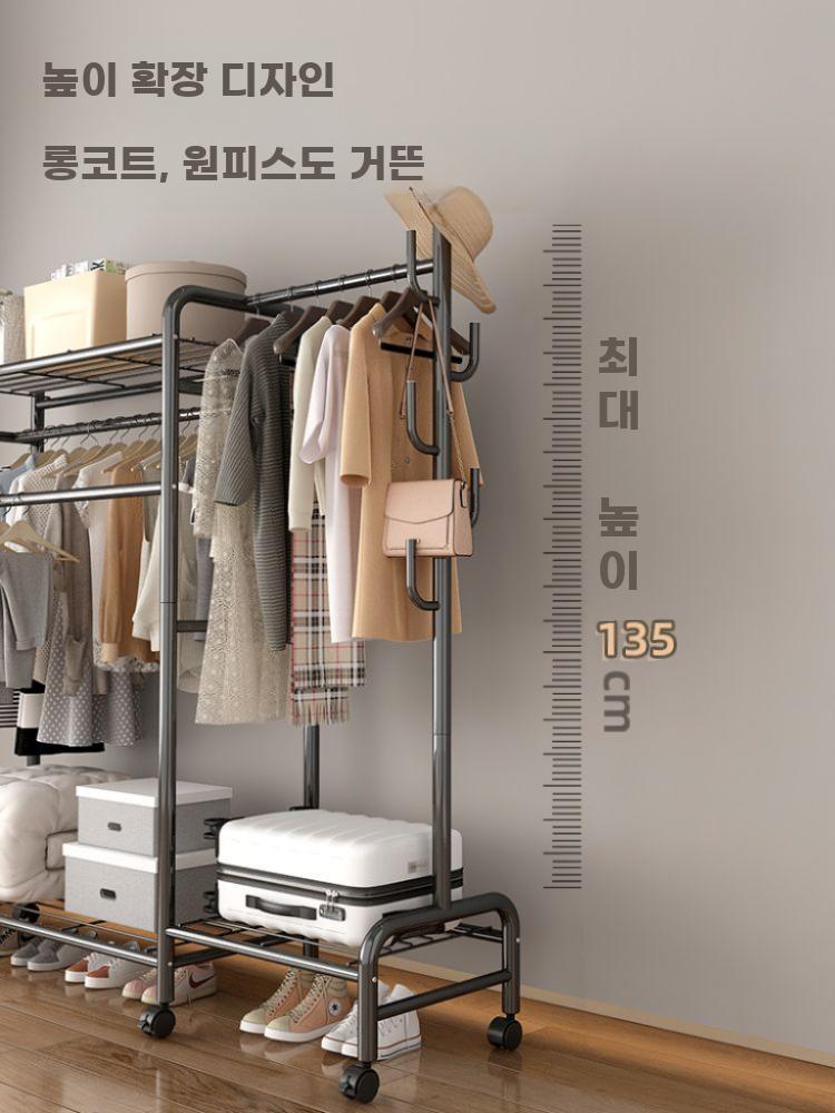 강화 철제 스틸 행거 조립형 옷장 수납형 간이 옷걸이 - 상세 이미지 2
