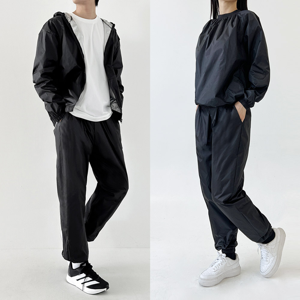 GQQ SF1035-1036 남여공용 땀복 러닝 운동 트레이닝 맨투맨세트 후드집업세트 - 상품 이미지