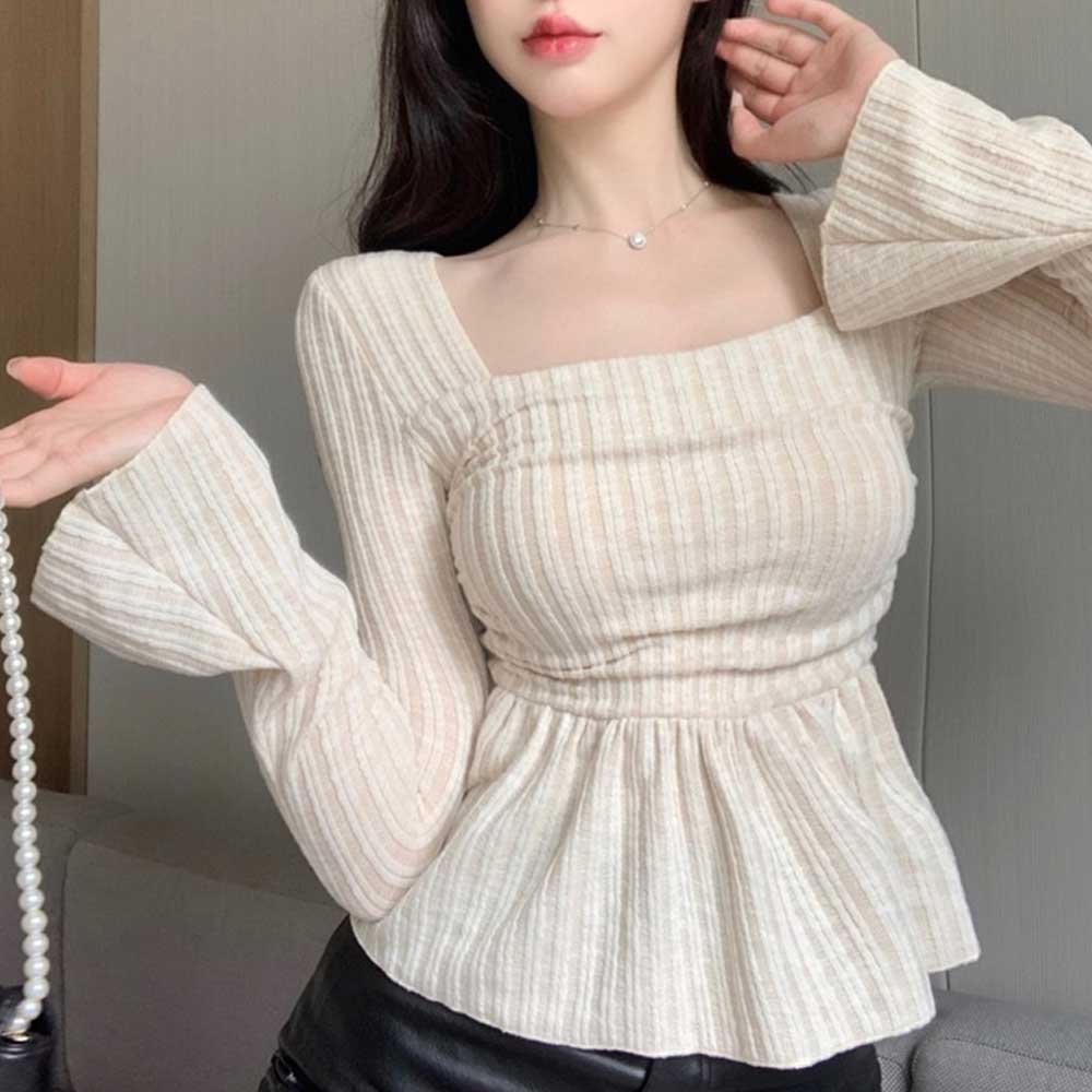 스퀘어넥 슬림 긴팔 티셔츠 NM-0284 - 상품 이미지