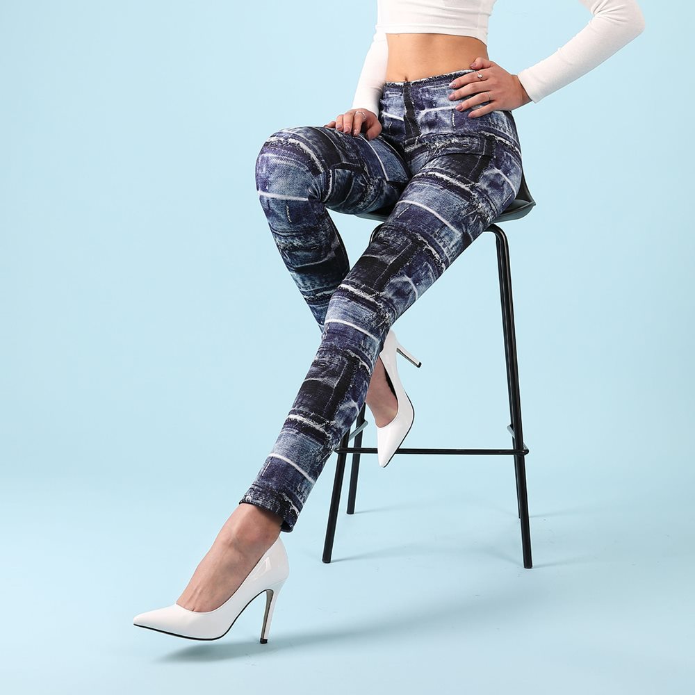 MC-HY DAMAGE INDIGO leggings MJLW-300기모안감(주문제작납기2~3일) - 메인 이미지