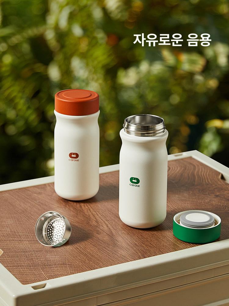 빨대 텀블러 손잡이 물병 보온보냉 휴대용 화이트골든옐로우 500ml - 상세 이미지 5