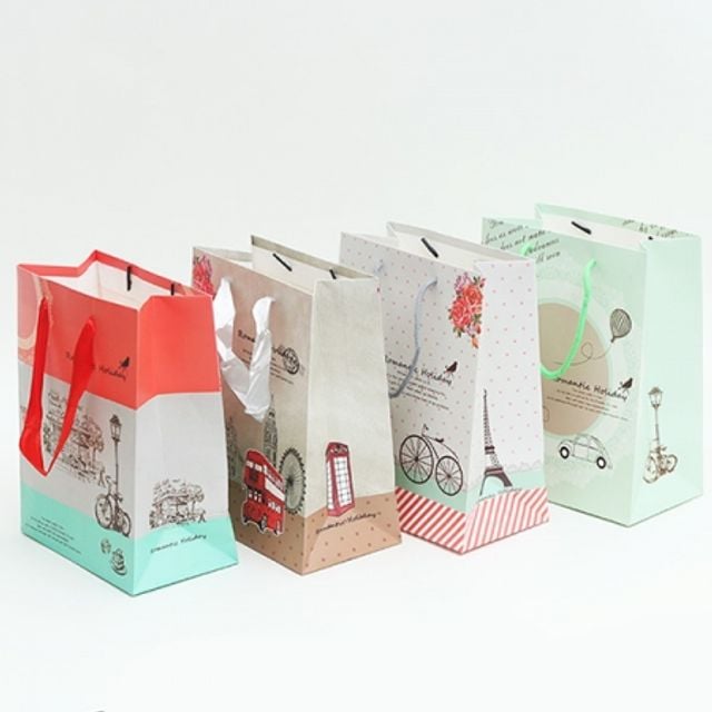감성 쇼핑백 (대-41x31cm) 10매 랜덤발송 - 상품 이미지