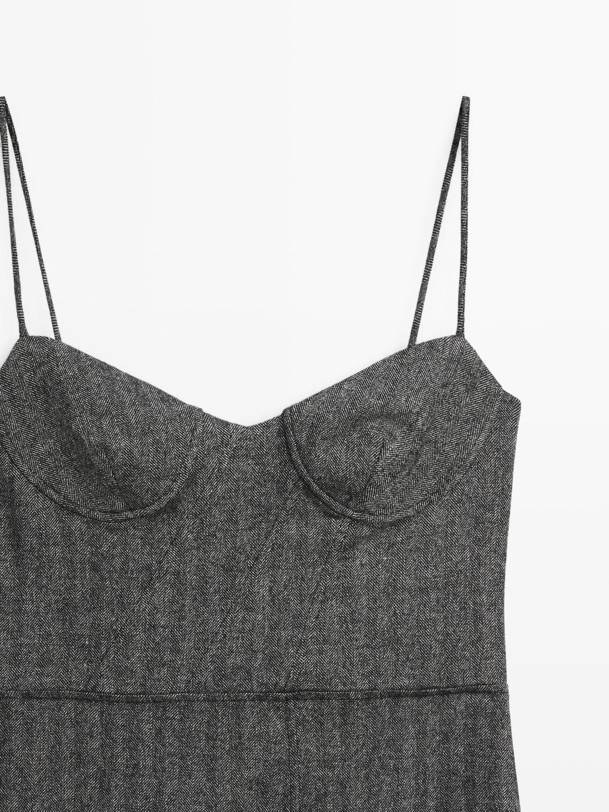 마시모두띠 슬림핏 스트랩 미디 원피스 6603/506 CHARCOAL 이미지 6