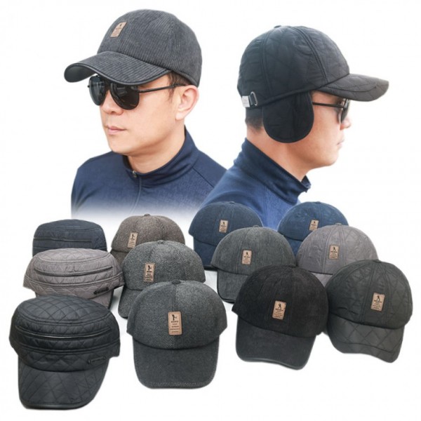 군밤모자 기모 보온귀달이 겨울 골덴 겨울모자 누빔 방한모자 캡모자 성인 남자 고급 창모자 - 메인 이미지