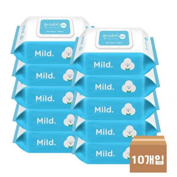 한예지 박스 100매 캡형 휴마일드물티슈 10개입 물티슈 물티슈100매
