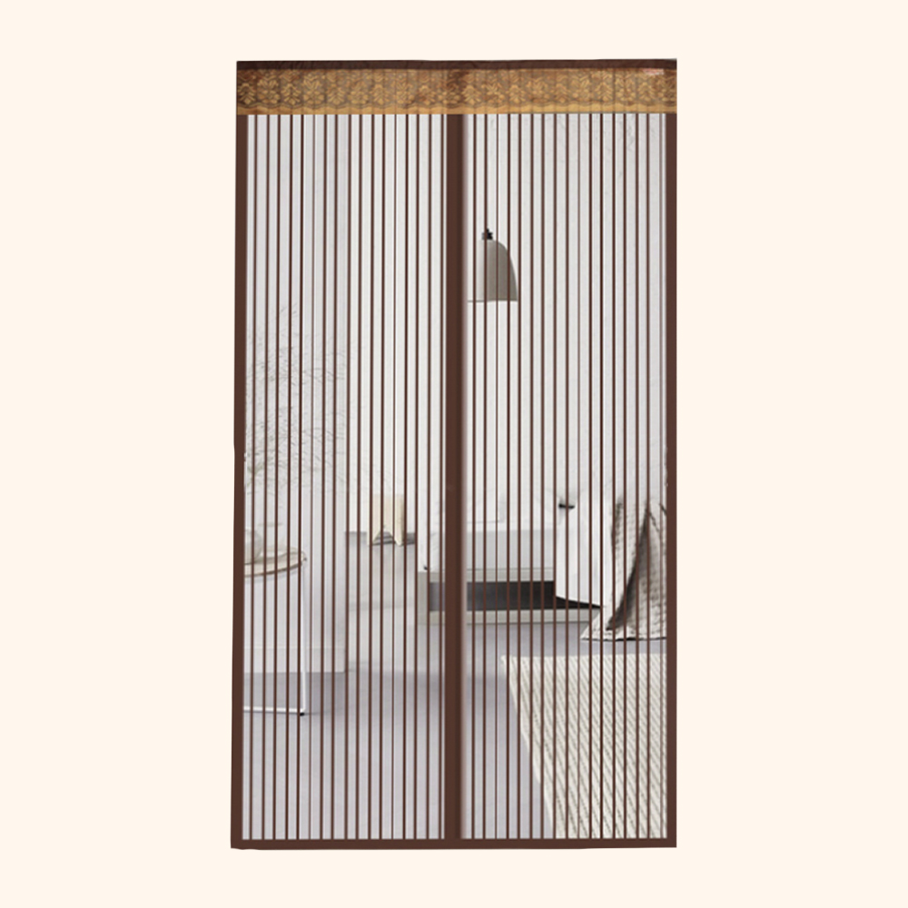 방문모기장 스트라이프 문 모기장(100x210cm)(브라운) 탈부착모기장 - 상세 이미지 3
