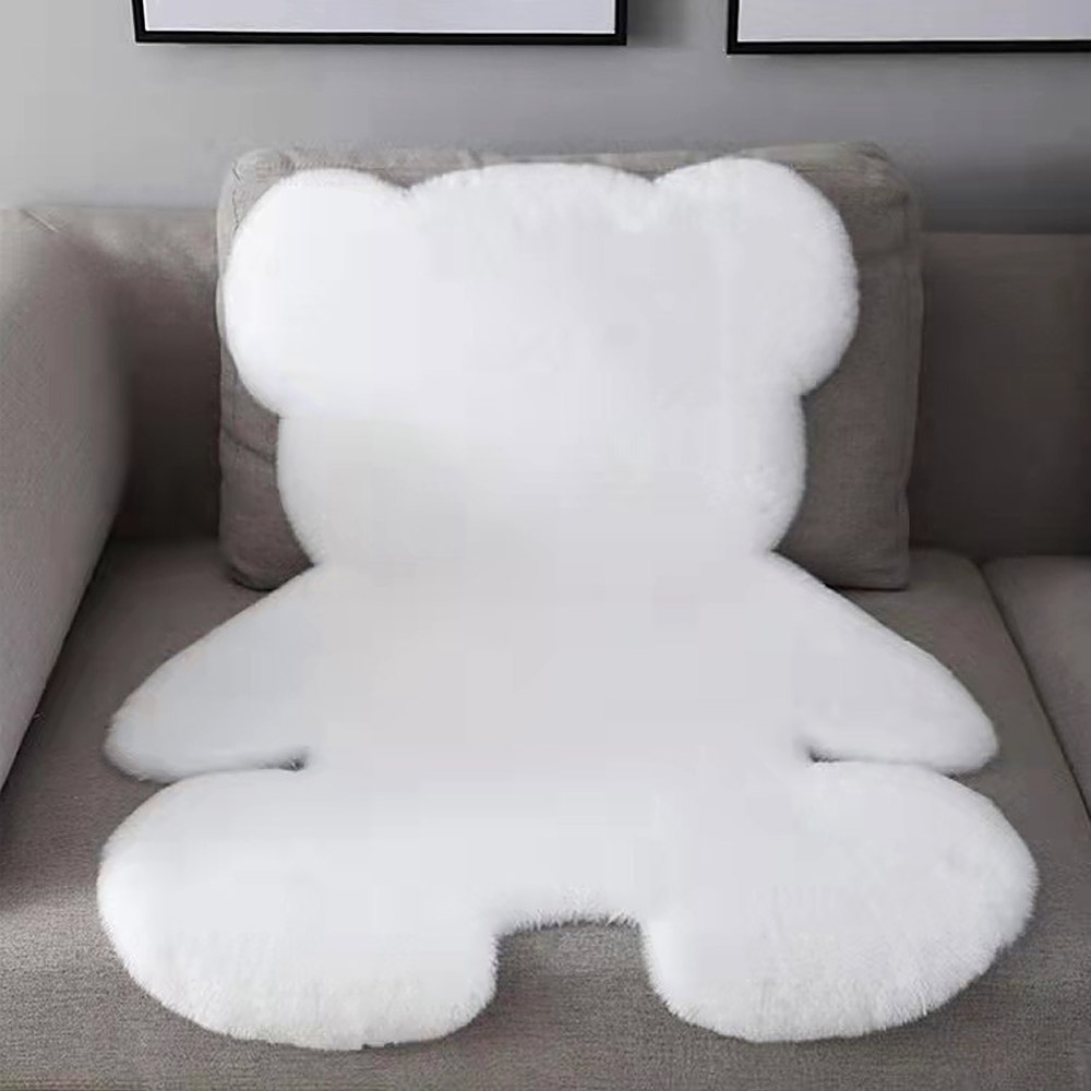 폭신 곰돌이 장모 러그(60x80cm) (화이트) 침실카페트 DT1340444 - 상품 이미지