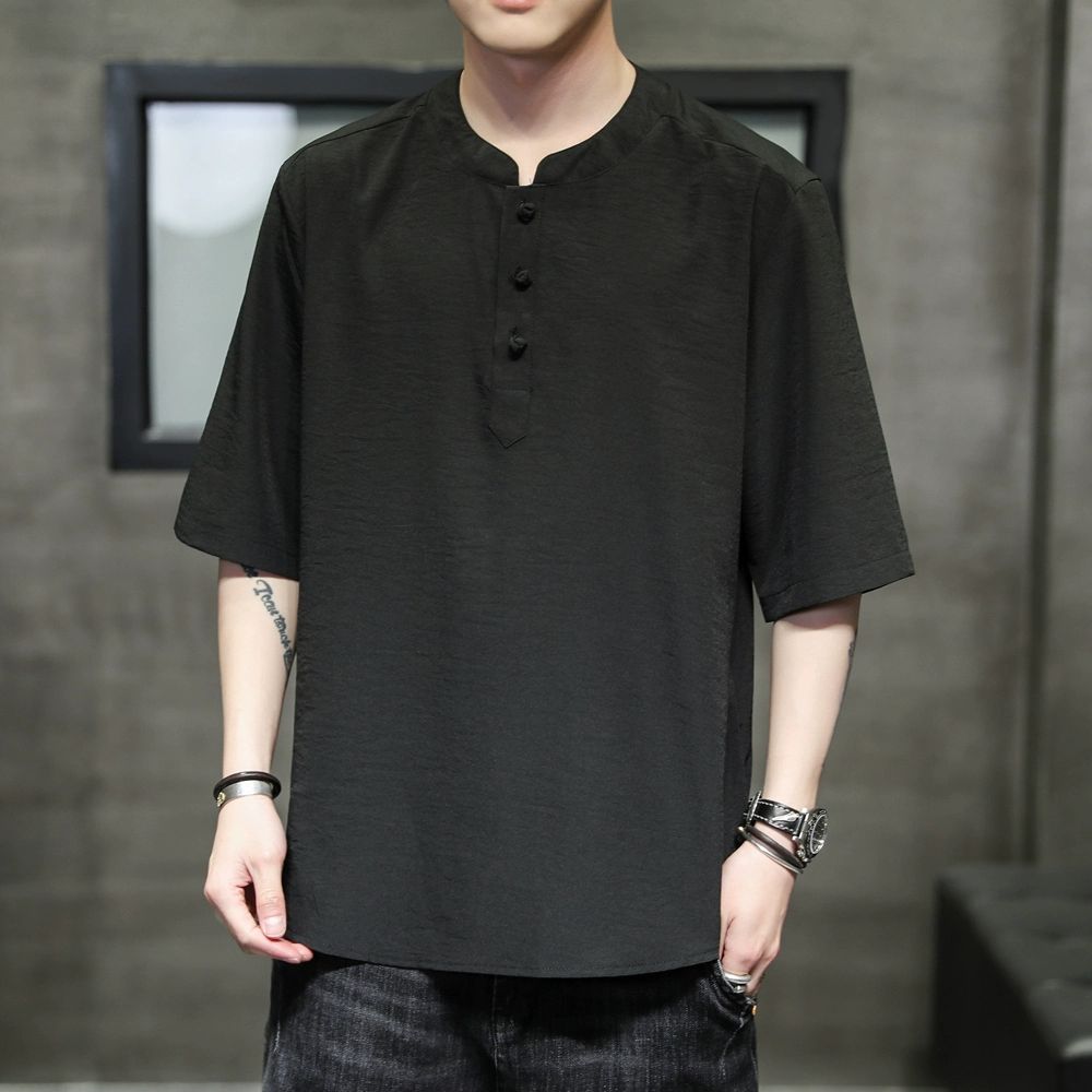 남자 여름 생활한복 개량한복 상의 반팔 절복 린넨 화이트 2XL 70~80kg - 상세 이미지 3