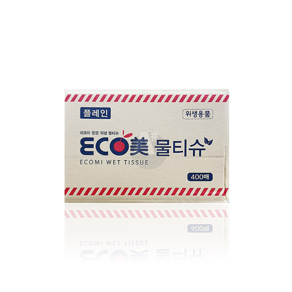 에코미 물티슈 플레인 400매 식당 업소용 가게 일회용물티슈 - 상품 이미지