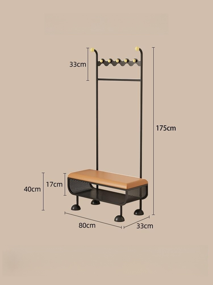신발장옷걸이 벤치 수납장 현관 행거 스툴 화이트 오렌지쿠션60cm 옐로우 볼 - 상세 이미지 4