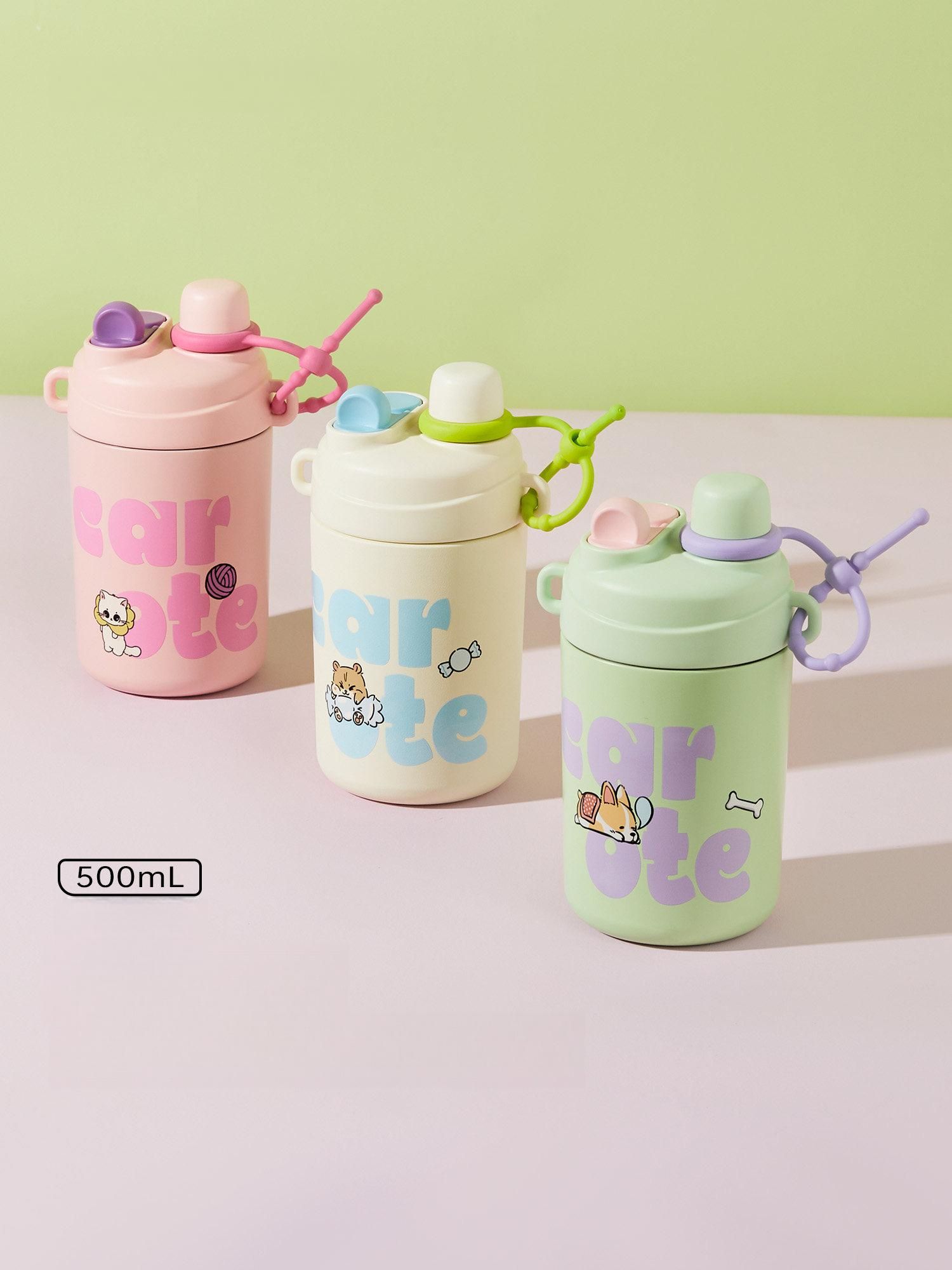 빨대 텀블러 손잡이 물병 보온보냉 휴대용 화이트골든옐로우 500ml - 상세 이미지 2