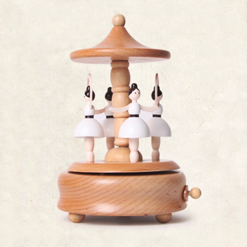 태엽 우드오르골 춤추는 발레리나 원목 뮤직박스 - 상품 이미지