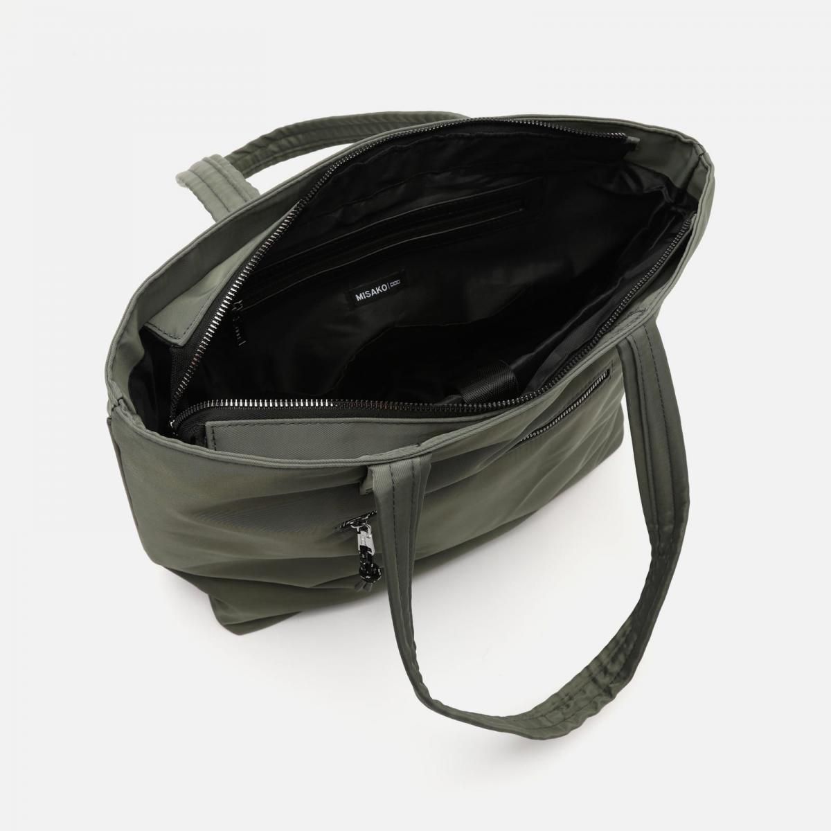 미사코 15인치 노트북 포켓 나일론 쇼퍼백 HADARI-4900451576016 GREEN - 상세 이미지 5