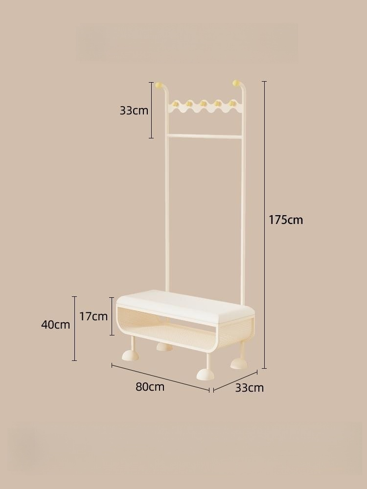 신발장옷걸이 벤치 수납장 현관 행거 스툴 화이트 오렌지쿠션60cm 옐로우 볼 - 상세 이미지 3
