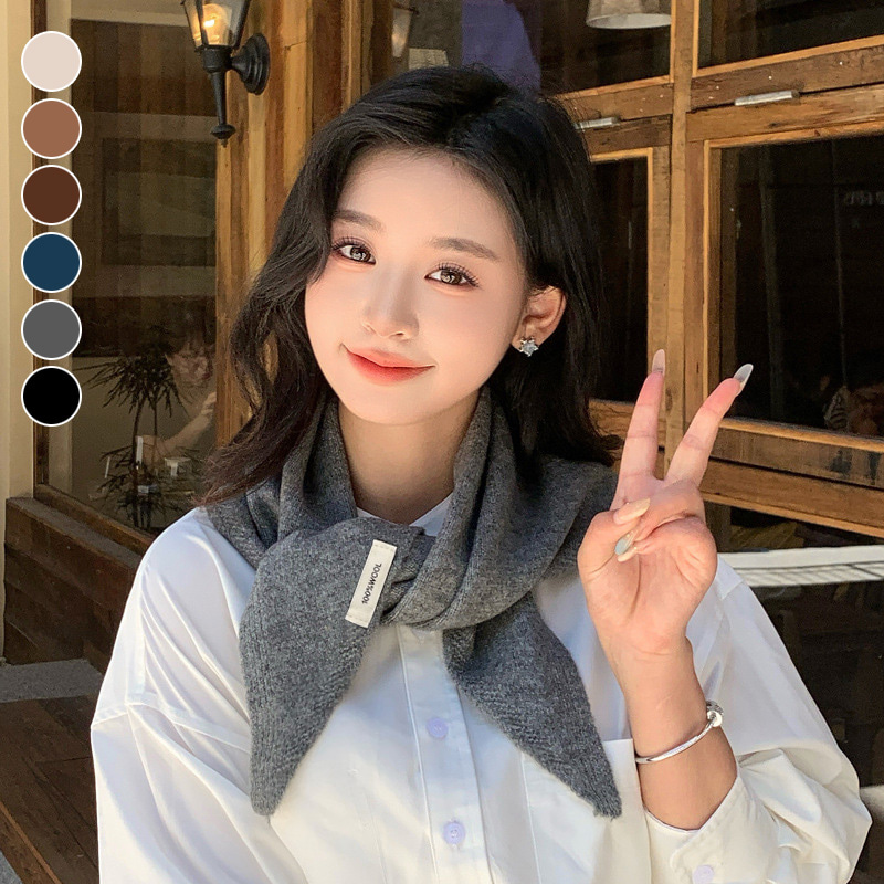 울100% 가을 겨울 여성 스타일링 쁘띠 니트 삼각스카프