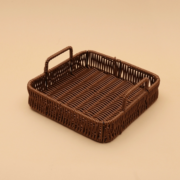 손잡이 진열 트레이 사각 라탄 빵 바구니 22cm - 상품 이미지