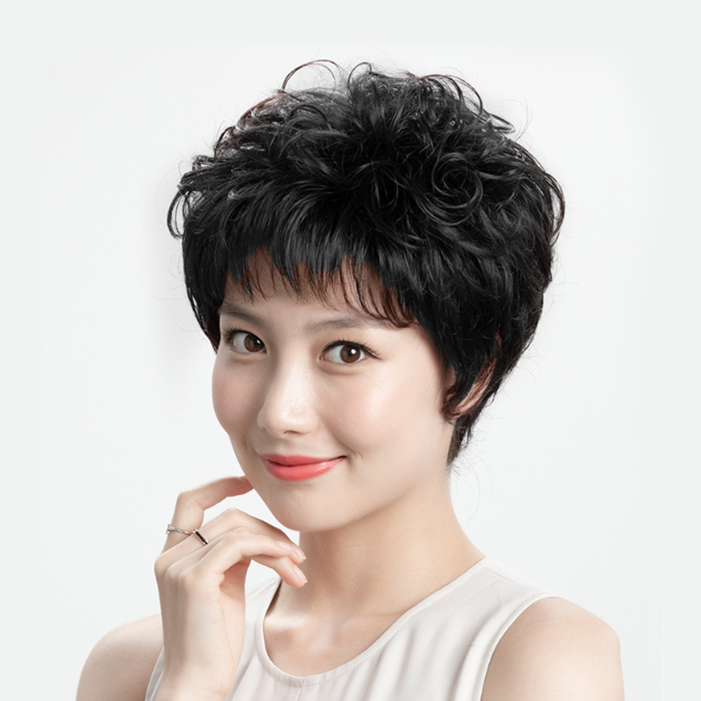 정수리가발 인모 탑커버 웨이브 정수리가발(블랙) 부분가발 - 상세 이미지 3