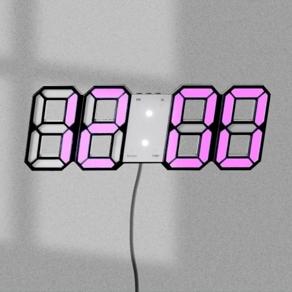 리모컨 스마트 LED 블랙+핑크 무소음 벽시계 디지털 벽걸이시계 인테리어벽시계 거실벽시계 - 상품 이미지