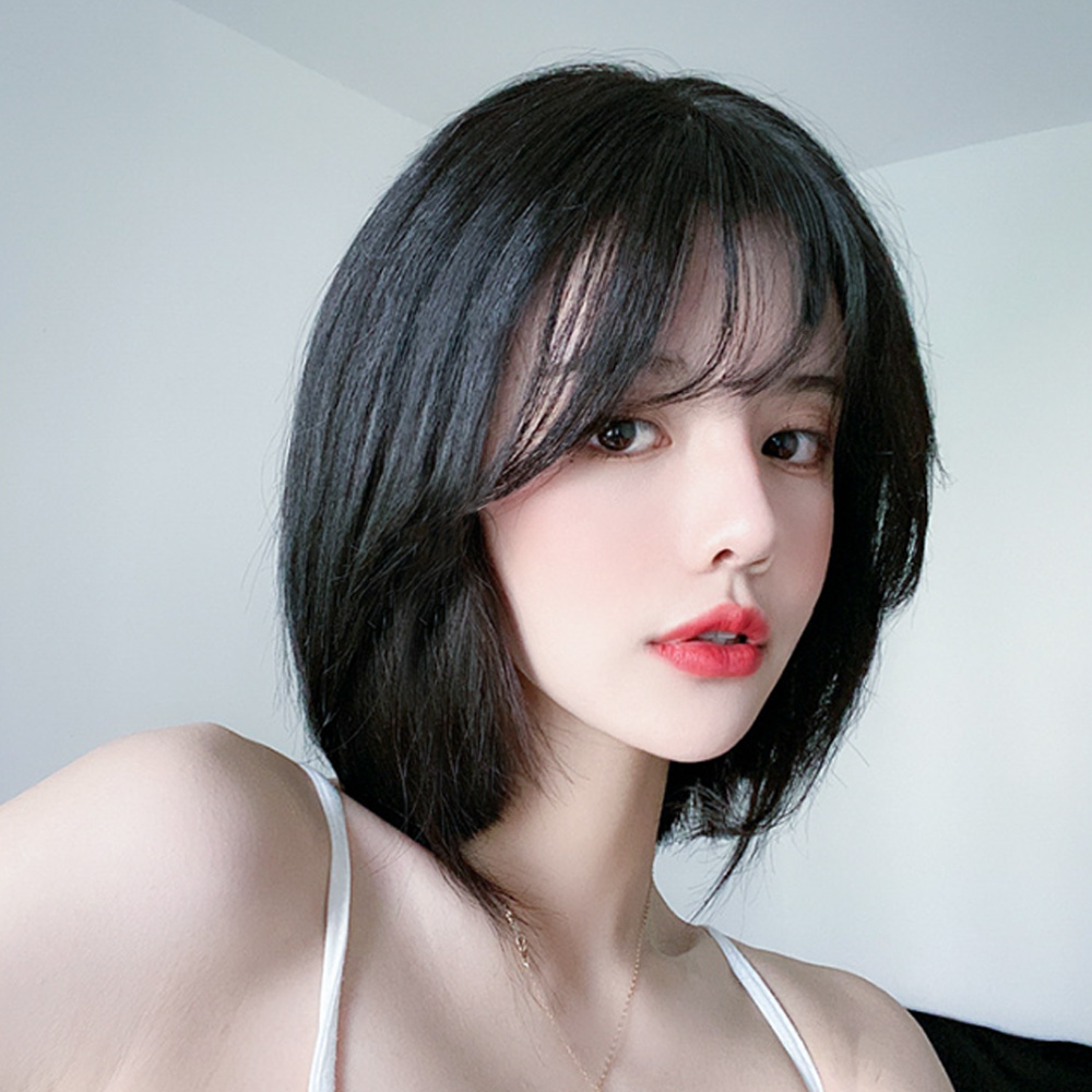 여자가발 사이드뱅 앞머리 정수리가발(블랙) 인조모가발 - 상세 이미지 3