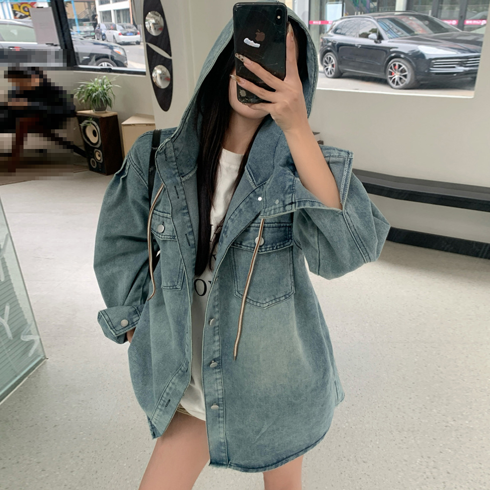 G126974_루즈핏 후드 청자켓 데님셔츠 야상 - 상품 이미지