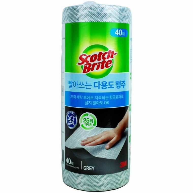 스카치브라이트 씻어쓰는 행주 40매입-그레이(5240) - 상품 이미지