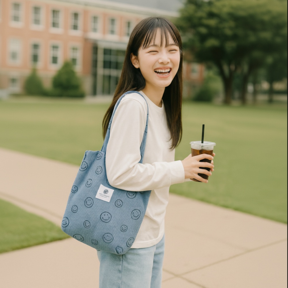 여성 코듀로이 에코백 대학생 가방 데일리 백 - 상품 이미지