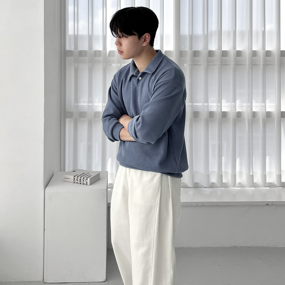 1+1 남자카라니트 남자오버핏니트 - 상세 이미지 2