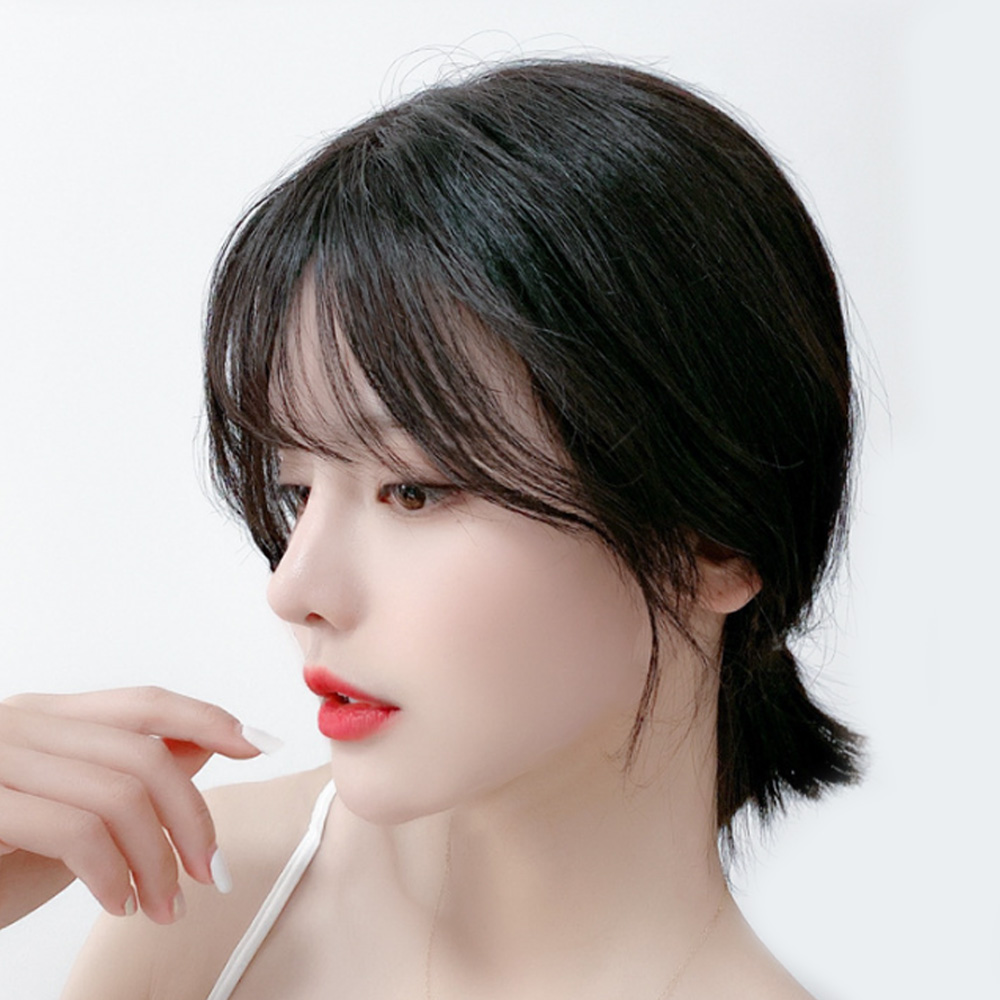 여자가발 사이드뱅 앞머리 정수리가발(블랙) 인조모가발 - 상세 이미지 2