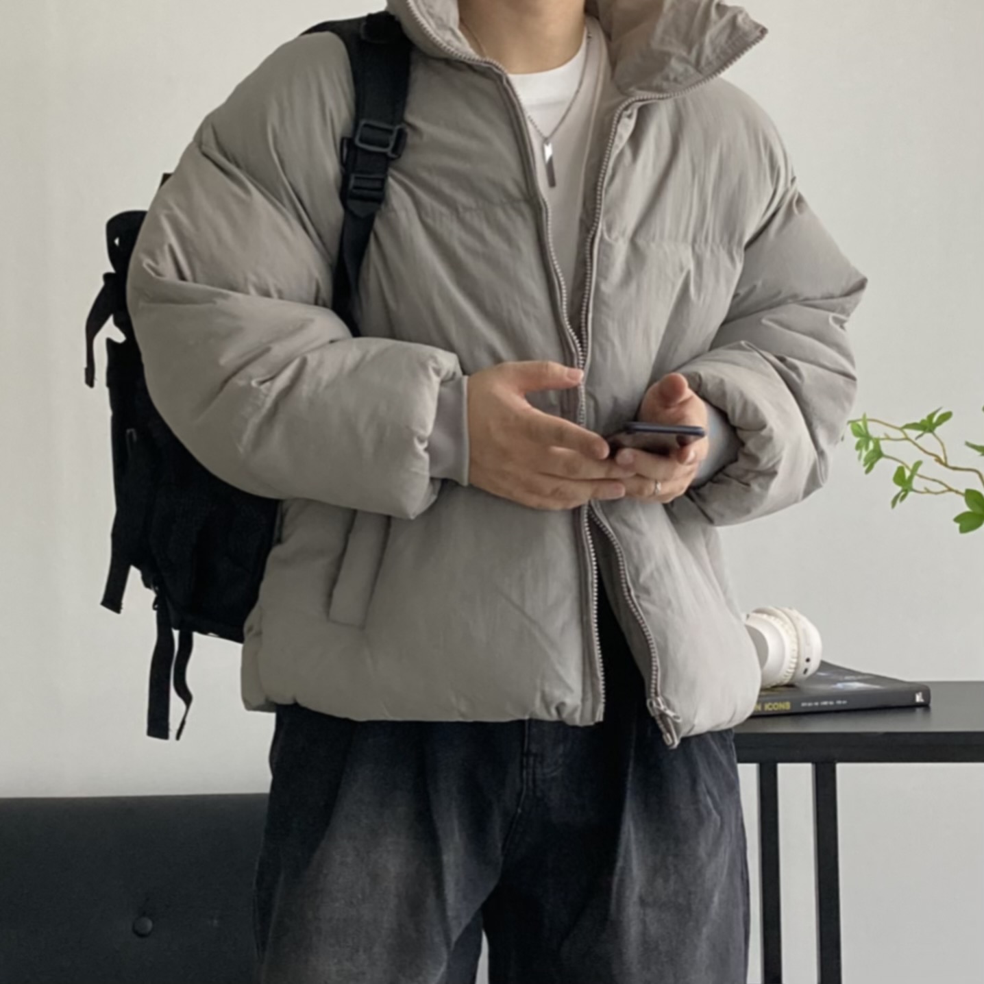 남자패딩점퍼 에센셜 웰론 하이넥 스트링 - 상세 이미지 4
