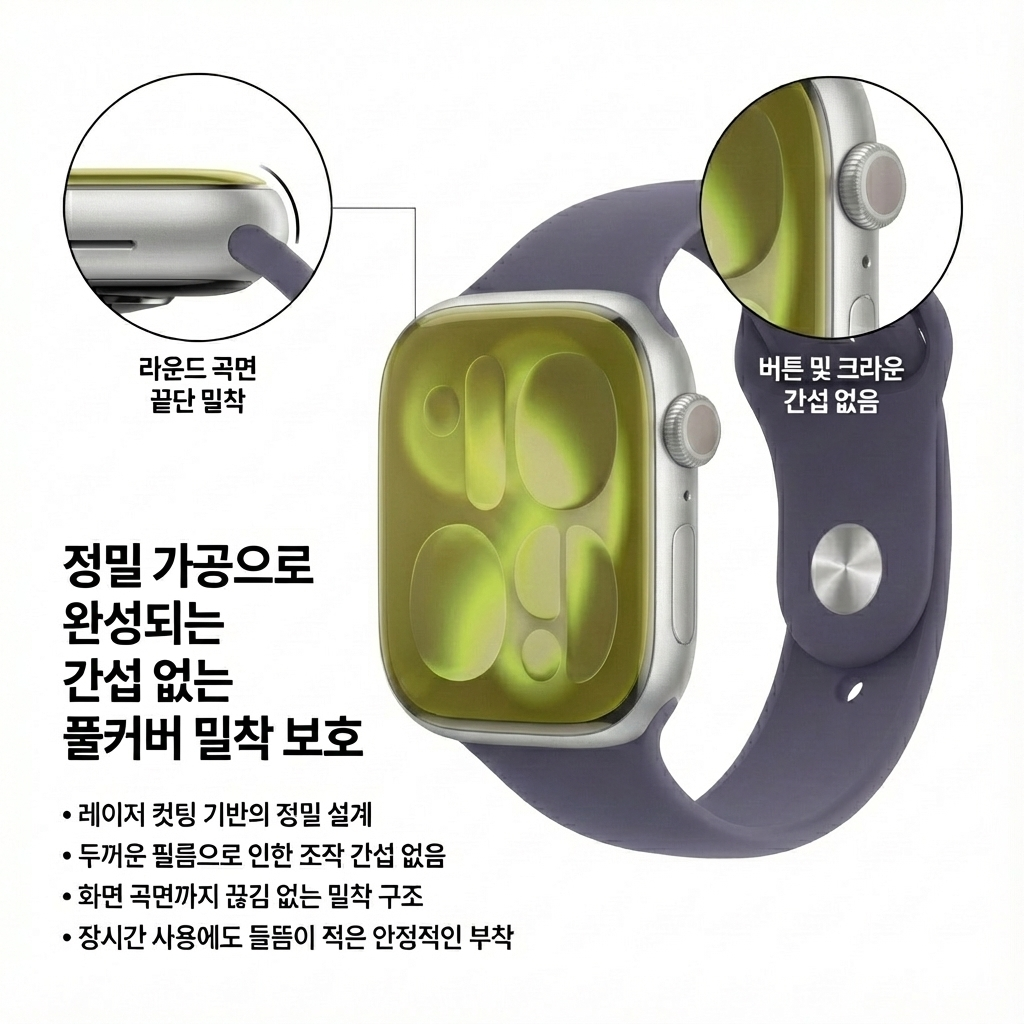 플리바바 애플워치 SE 3 2 1 액정 보호필름 애플워치11 10 9 8 7 6 5 4 풀커버 필름 3매 40/41mm - 상세 이미지 5